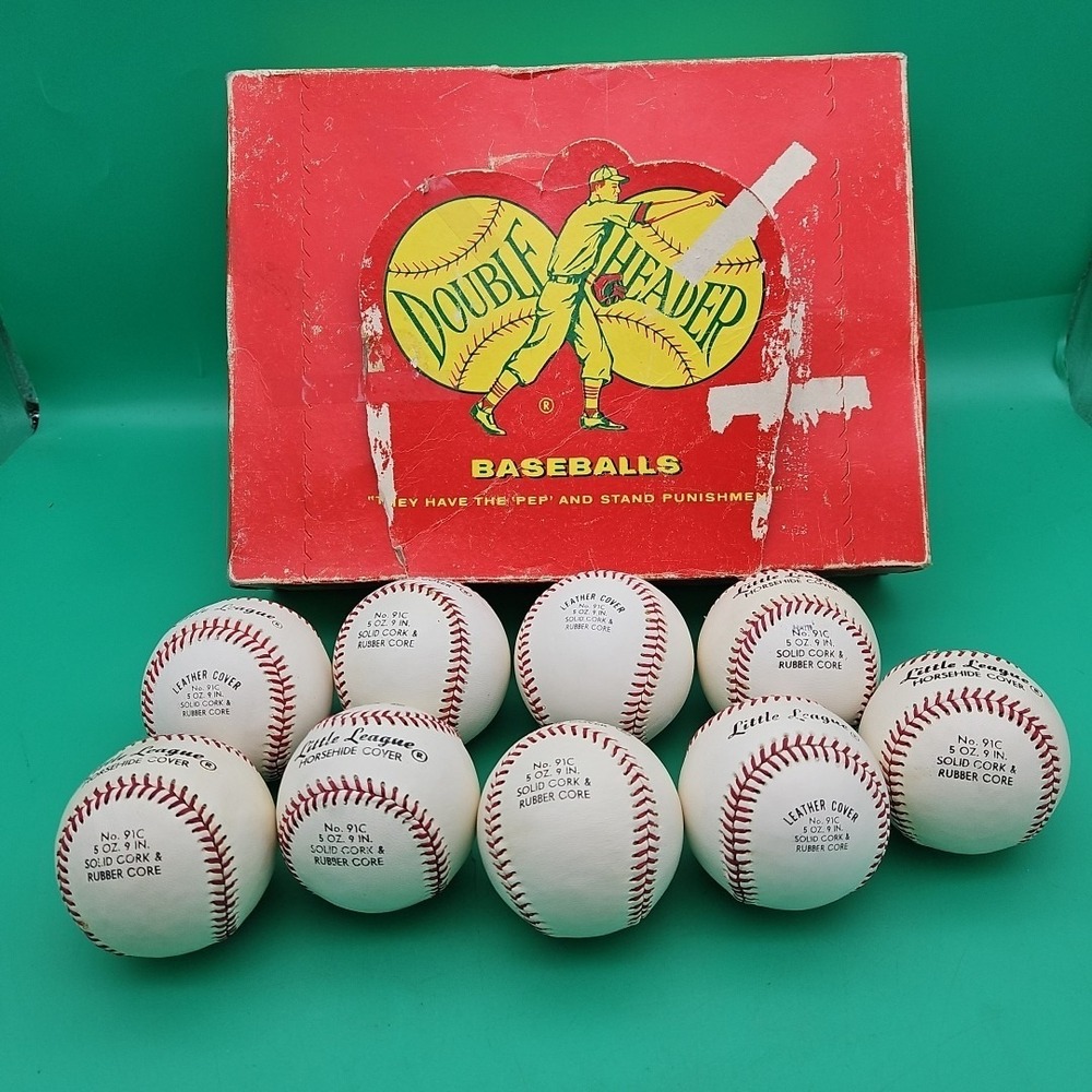 Vintage DeBeer Baseball Lot Of 9 No. 91C Little League With Original Box